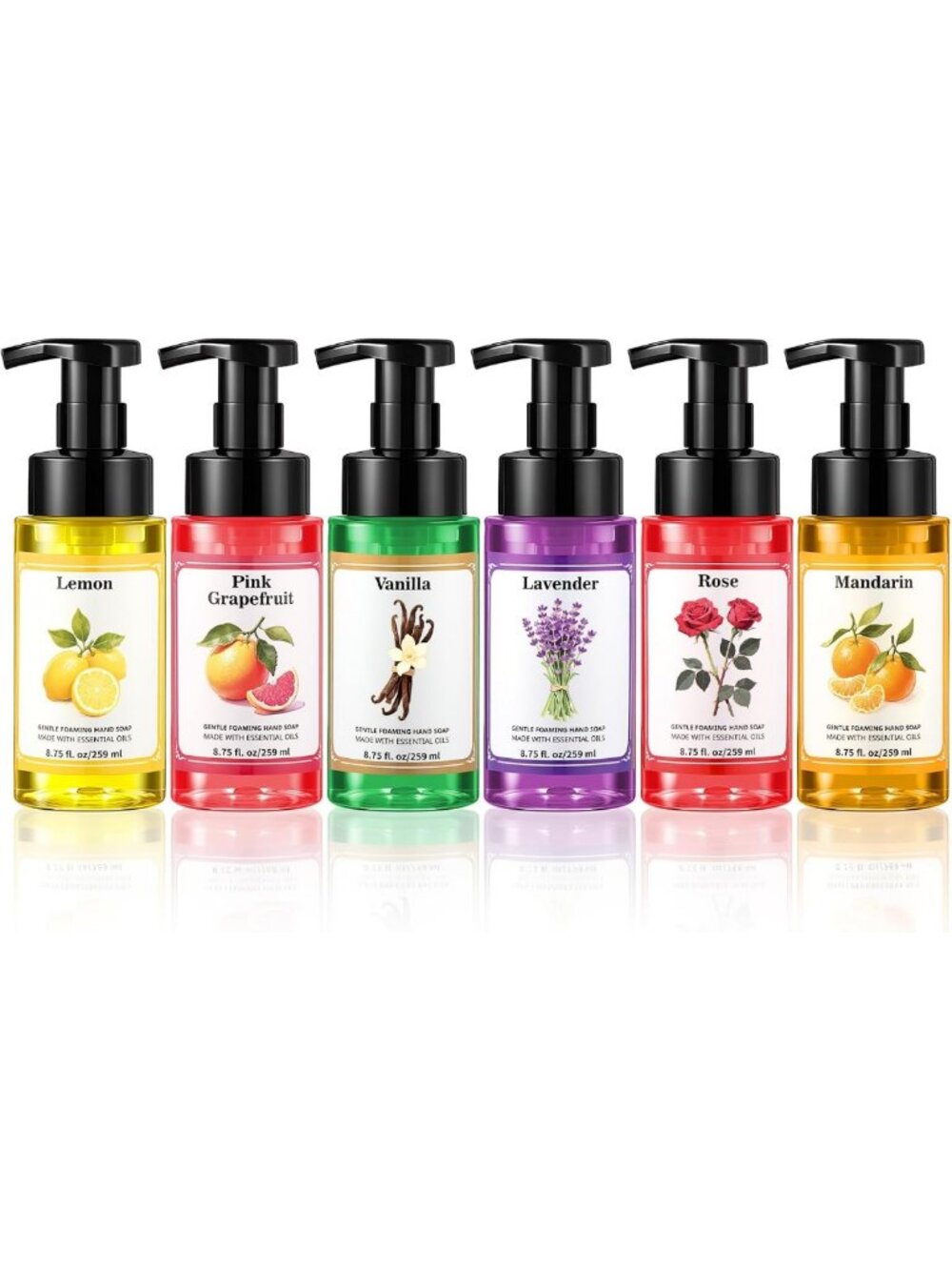 6 Pack Foaming Hand Soap with Pump - Fresh Scent, 8.75 Fl oz, Moisturizing